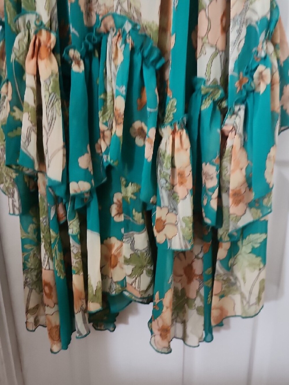 Green Floral Ruffled Maxi Skirt - Picture 3 of 10